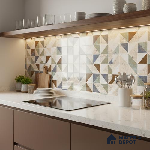 Highlighter Wall Tile TL 02465 C Cream Alabaster Highlighter 2 ft x 1 ft Glossy Finish Ceramic Tile - 6 mm | Please Expect a Slight Variation of Pattern