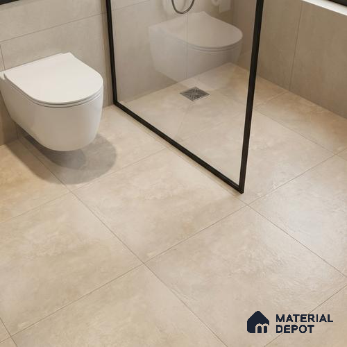 Parking Floor Tile TL 02770 Petrus Creamy 16 x 16 inch Anti Skid Matte Finish Vitrified Tile - 12 mm | 4 Random Design | Suitbale For Outdoor, Balcony, Terrace | Pattern Alignment May Vary | 2-3 mm Spacer is Mandatory