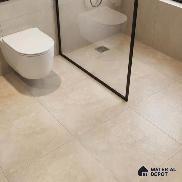 Parking Floor Tile TL 02770 Petrus Creamy 16 x 16 inch Anti Skid Matte Finish Vitrified Tile - 12 mm | 4 Random Design | Suitbale For Outdoor, Balcony, Terrace | Pattern Alignment May Vary | 2-3 mm Spacer is Mandatory