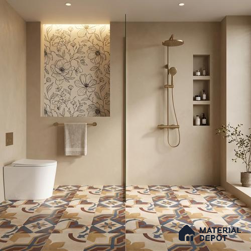 Parking Floor Tile TL 02773 Petrus Decor 2 16 x 16 inch Anti Skid Matte Finish Vitrified Tile - 12 mm | 4 Random Design | Suitbale For Outdoor, Balcony, Terrace | Pattern Alignment May Vary | 2-3 mm Spacer is Mandatory