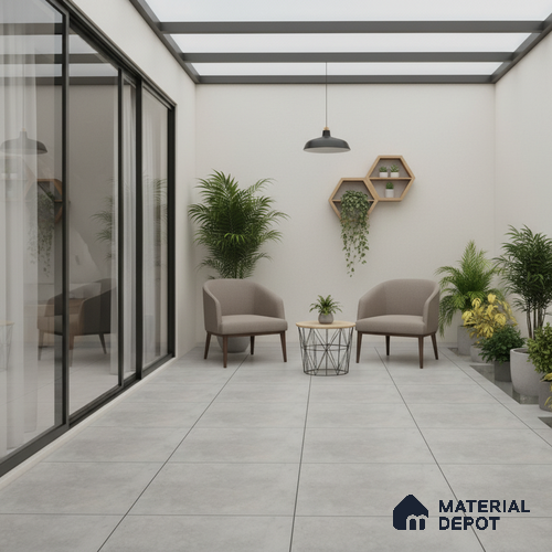 TL 02788 Powder Grey 400 x 400 mm Matte Finish Vitrified Parking Floor Tile - 12 mm | Pattern Alignment May Vary | 2-3 mm Spacer is Mandatory