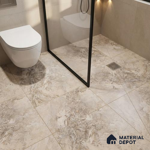 Parking Floor Tile TL 02791 Beige Cream 16 x 16 inch Vitrified Anti Skid Matte Finish Heavy Duty Tile - 12 mm | Suitable For Outdoor, High Traffic Areas, Terrace | Pattern Alignment May Vary | 2-3 mm Spacer is Mandatory