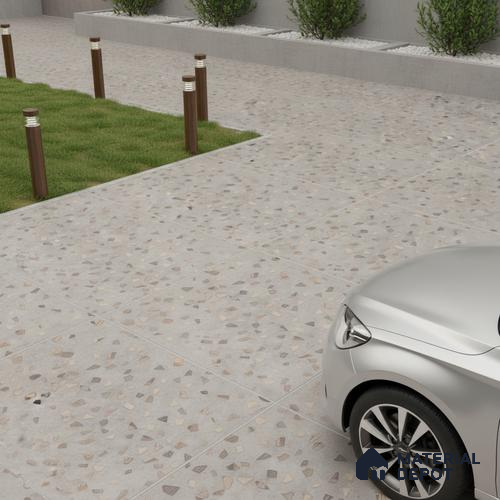 Terrazzo Parking Floor Tile TL 02793 C Brown Terrazzo 400 x 400 mm Matte Finish Vitrified Tile - 12 mm | Pattern Alignment May Vary | 2-3 mm Spacer is Mandatory