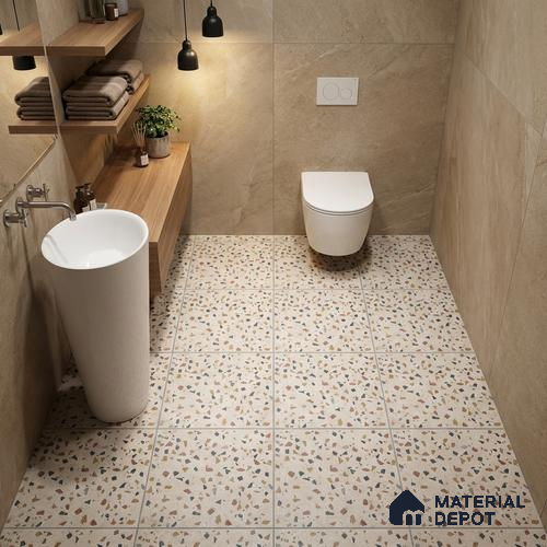 Terrazzo Parking Floor Tile TL 02793 A Vibrant Terrazzo 16 x 16 inch Matte Finish Vitrified Anti Skid Tile - 12 mm | Pattern Alignment May Vary | 2-3 mm Spacer is Mandatory