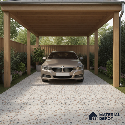 Terrazzo Parking Floor Tile TL 02793 A Vibrant Terrazzo 16 x 16 inch Matte Finish Vitrified Anti Skid Tile - 12 mm | Pattern Alignment May Vary | 2-3 mm Spacer is Mandatory