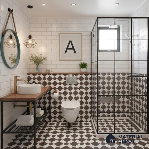 Moroccan Carpet Wall & Floor Tile TL 03079 C Centre 1 ft x 1 ft Matte Finish Digital Ceramic Tile - 9.5 mm | Suitable For Living Room, Kitchen, Bathroom | Please Expect a Slight Variation of Pattern