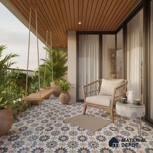 Moroccan Wall & Floor Tile TL 03343 Frammento 2 ft x 2 ft Carving Matte Finish Vitrified Tile - 9 mm | Suitable For Kitchen, Bathroom, Dining Area | Please Expect a Slight Variation of Pattern