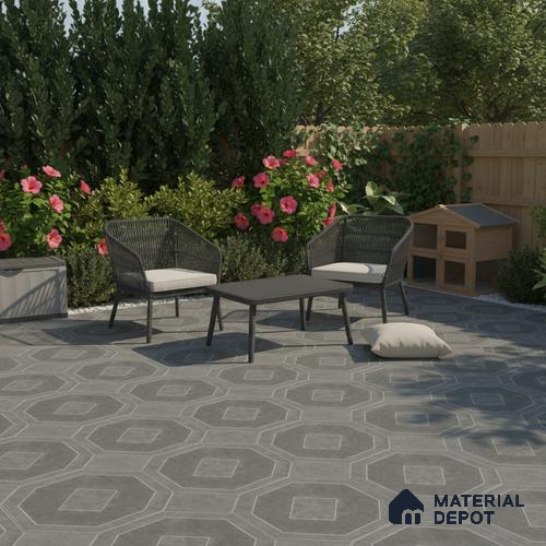 TL 03386 D Myst Grey 400 x 400 mm Matte Finish Anti Slip Vitrified Parking Floor Tile - 12 mm | Pattern Alignment May Vary | 2-3 mm Spacer is Mandatory