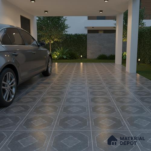 TL 03386 D Myst Grey 400 x 400 mm Matte Finish Anti Slip Vitrified Parking Floor Tile - 12 mm | Pattern Alignment May Vary | 2-3 mm Spacer is Mandatory
