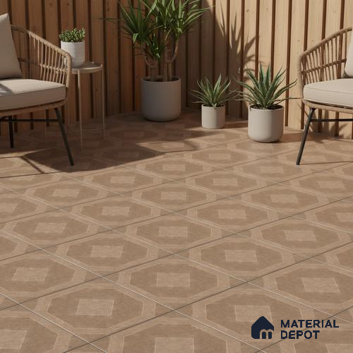 TL 03386 E Myst Oyester 400 x 400 mm Matte Finish Anti Slip Vitrified Parking Floor Tile - 12 mm | Pattern Alignment May Vary | 2-3 mm Spacer is Mandatory