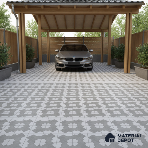 Parking Floor Tile TL 03387 B Puzzle Beige 16 x 16 inch Matte Finish Anti Slip Vitrified Tile - 12 mm | Pattern Alignment May Vary | 2-3 mm Spacer is Mandatory