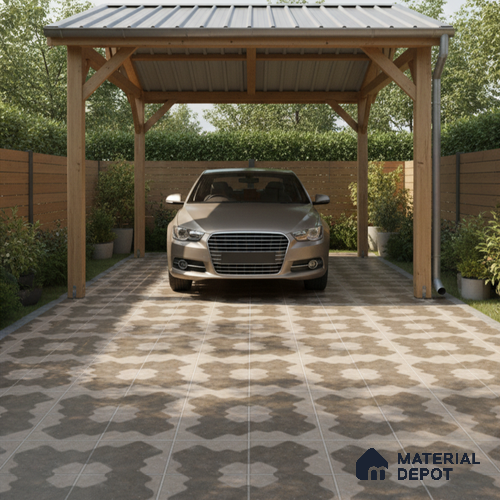 Parking Floor Tile TL 03387 F Puzzle Forest 16 x 16 inch Matte Finish Anti Slip Vitrified Tile - 12 mm | Pattern Alignment May Vary | 2-3 mm Spacer is Mandatory