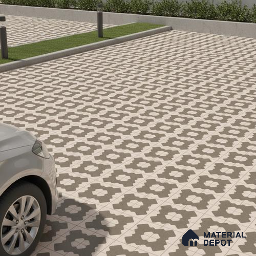 TL 03387 J Puzzle Seafoom 400 x 400 mm Matte Finish Anti Slip Vitrified Parking Floor Tile - 12 mm | Pattern Alignment May Vary | 2-3 mm Spacer is Mandatory