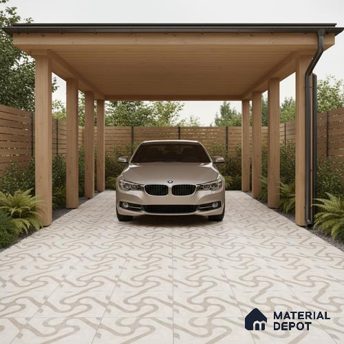 Parking Floor Tile TL 03388 F Limbo Coal 16 x 16 inch Matte Finish Anti Slip Vitrified Tile - 12 mm | Pattern Alignment May Vary | 2-3 mm Spacer is Mandatory