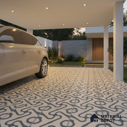 TL 03388 I Limbo Ivory 400 x 400 mm Matte Finish Anti Slip Vitrified Parking Floor Tile - 12 mm | Pattern Alignment May Vary | 2-3 mm Spacer is Mandatory