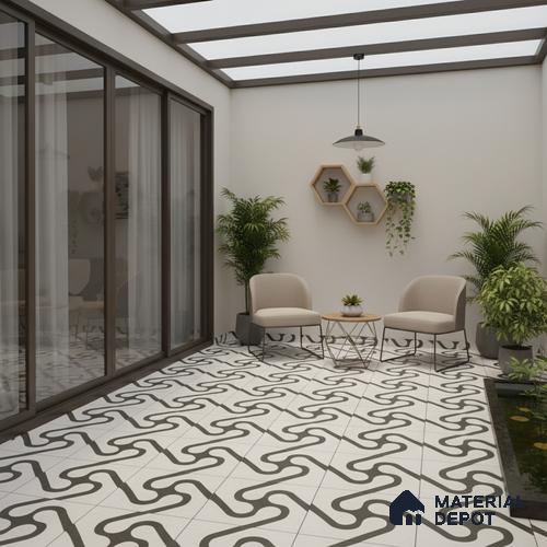 TL 03388 A Limbo Charcoal 400 x 400 mm Matte Finish Anti Slip Vitrified Parking Floor Tile - 12 mm | Pattern Alignment May Vary | 2-3 mm Spacer is Mandatory