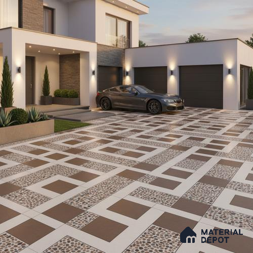 TL 03389 G Enigma Umber 400 x 400 mm Matte Finish Anti Slip Vitrified Parking Floor Tile - 12 mm | Pattern Alignment May Vary | 2-3 mm Spacer is Mandatory