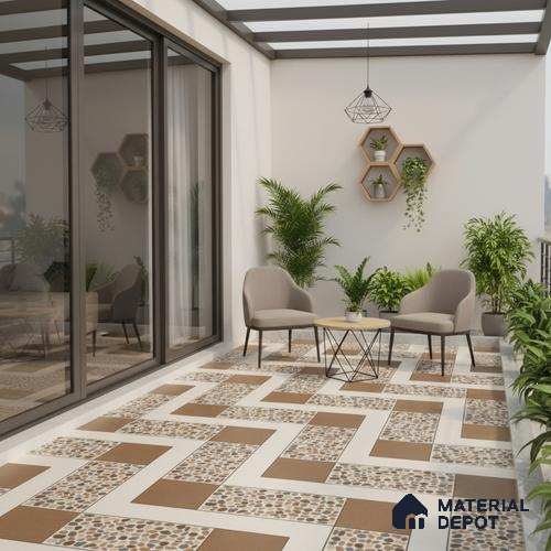 TL 03389 G Enigma Umber 400 x 400 mm Matte Finish Anti Slip Vitrified Parking Floor Tile - 12 mm | Pattern Alignment May Vary | 2-3 mm Spacer is Mandatory