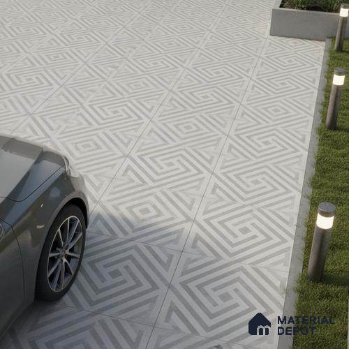 TL 03390 C Crossword Off Grey 400 x 400 mm Matte Finish Anti Slip Vitrified Parking Floor Tile - 12 mm | Pattern Alignment May Vary | 2-3 mm Spacer is Mandatory