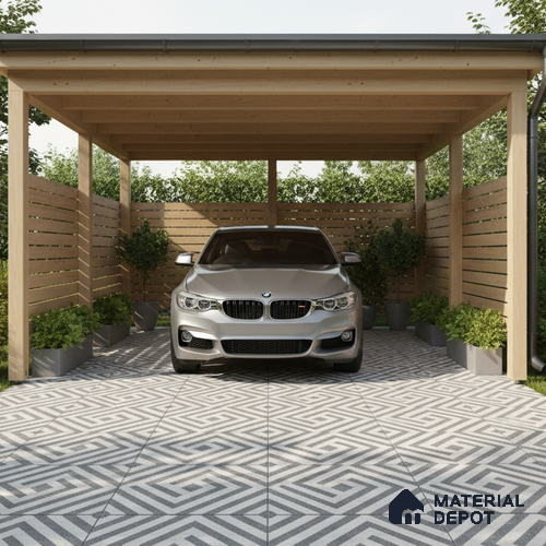 Parking Floor Tile TL 03390 E Crossword Iron 16 x 16 inch Matte Finish Anti Slip Vitrified Tile - 12 mm | Pattern Alignment May Vary | 2-3 mm Spacer is Mandatory