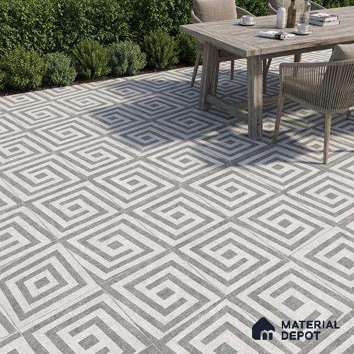Parking Floor Tile TL 03390 E Crossword Iron 16 x 16 inch Matte Finish Anti Slip Vitrified Tile - 12 mm | Pattern Alignment May Vary | 2-3 mm Spacer is Mandatory
