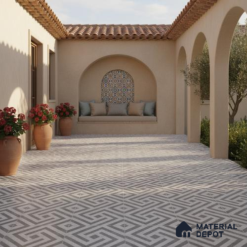 Parking Floor Tile TL 03390 E Crossword Iron 16 x 16 inch Matte Finish Anti Slip Vitrified Tile - 12 mm | Pattern Alignment May Vary | 2-3 mm Spacer is Mandatory
