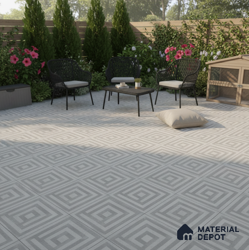 TL 03390 H Crossword Lava 400 x 400 mm Matte Finish Anti Slip Vitrified Parking Floor Tile - 12 mm | Pattern Alignment May Vary | 2-3 mm Spacer is Mandatory