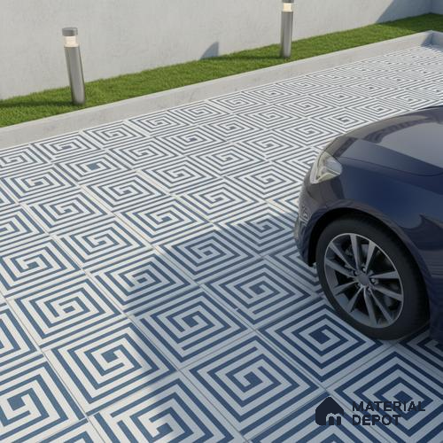 TL 03390 I Crossword Ocean 400 x 400 mm Matte Finish Anti Slip Vitrified Parking Floor Tile - 12 mm | Pattern Alignment May Vary | 2-3 mm Spacer is Mandatory