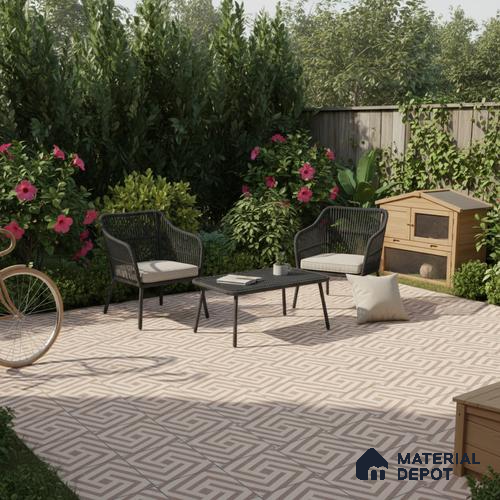 TL 03390 J Crossword Sand 400 x 400 mm Matte Finish Anti Slip Vitrified Parking Floor Tile - 12 mm | Pattern Alignment May Vary | 2-3 mm Spacer is Mandatory