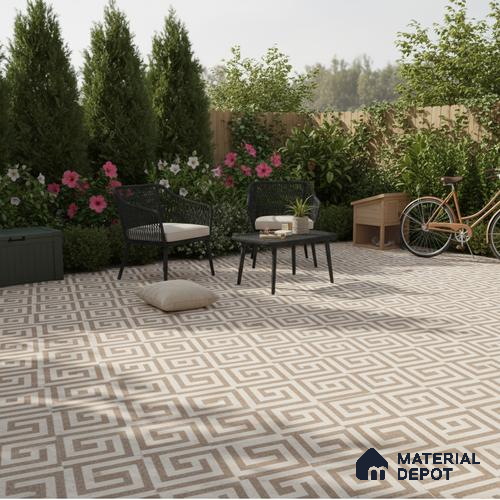 TL 03390 K Crossword Taupe 400 x 400 mm Matte Finish Anti Slip Vitrified Parking Floor Tile - 12 mm | Pattern Alignment May Vary | 2-3 mm Spacer is Mandatory