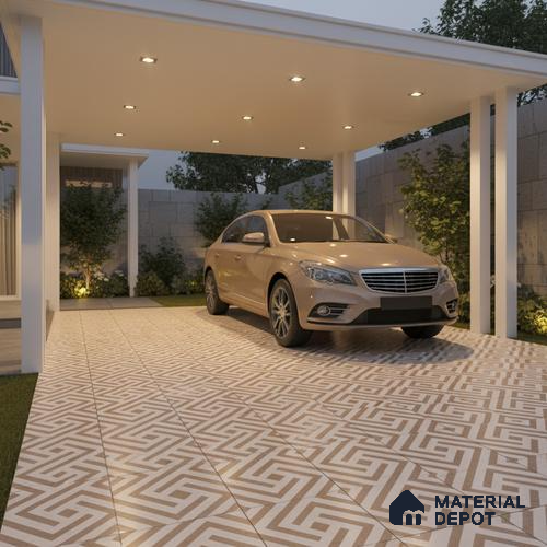 TL 03390 K Crossword Taupe 400 x 400 mm Matte Finish Anti Slip Vitrified Parking Floor Tile - 12 mm | Pattern Alignment May Vary | 2-3 mm Spacer is Mandatory