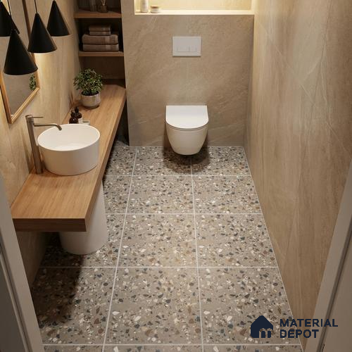 Terrazzo Parking Floor Tile TL 03399 Matte Finish 400x400 mm Moonlite Digital Tile - 12 mm | Pattern Alignment May Vary | 2-3 mm Spacer is Mandatory