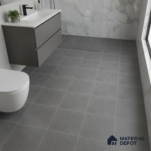 Plain Punch Floor Tile TL 04166 Doted Grey 12 x 12 inch Matte Finish Digital Ceramic Anti Skid Tile - 6 mm | Suitable For Bathroom, Terrace, Balcony