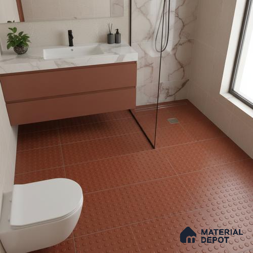 TL 04187 Dots Terracotta Color 1 ft x 1 ft Punch Anti Skid Matte Finish Ceramic Floor Tile - 8 mm