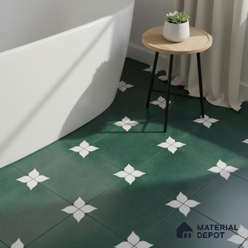 TL 04354 Athangudi Green Moroccan Look Matte Finish 300 x 300 mm Ceramic  Tile - 9 mm | Please Expect a Slight Variation of Pattern
