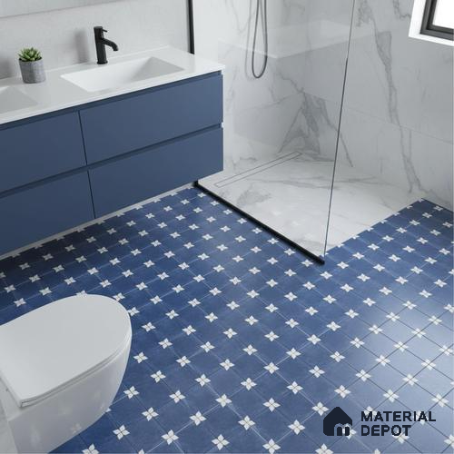 TL 04354 C Athangudi Blue Moroccan Look Matte Finish 300 x 300 mm Ceramic Tile - 9 mm | Please Expect a Slight Variation of Pattern