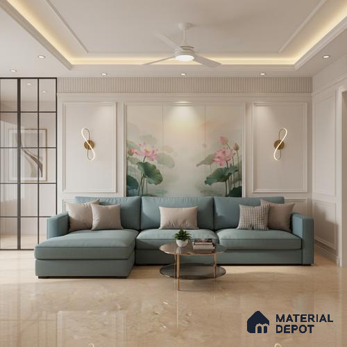 Budget Friendly Large Format Marble Floor Tile TL 04396 Avira Beige Glossy Finish Vitrified Colorbody Tile - 15 mm | Suitable for Living Room, Bedroom, Office | Adhesive and Spacers Must be Used During Installation