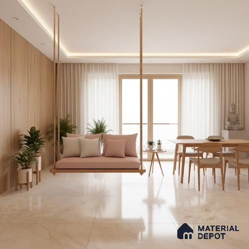 Budget Friendly Large Format Marble Floor Tile TL 04398 Endless Nicole Beige Glossy Finish Vitrified Colorbody Tile - 15 mm | Suitable for Living Room, Bedroom, Office | Adhesive and Spacers Must be Used During Installation