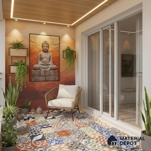 Moroccan Floor & Wall Tile TL 04670 B Florencia Warm Deco 2 ft x 2 ft - Porcelain Matte Finish 8 mm | Suitable for Kitchen, Bathroom, Dining Area | Please Expect a Slight Variation of Pattern