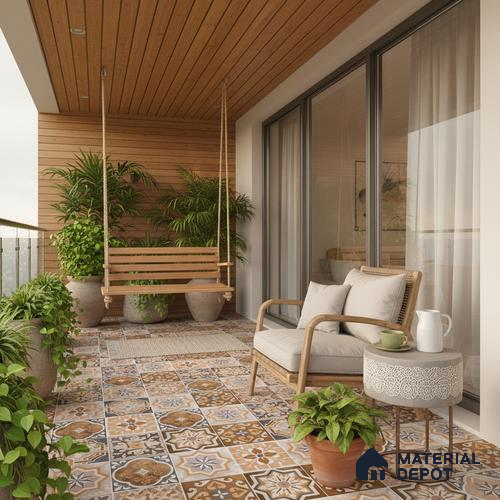 Moroccan Floor & Wall Tile TL 04670 D Florencia Briar Oak 2 ft x 2 ft -  Porcelain Matte Finish 8 mm | Suitable for Kitchen, Bathroom, Dining Area | Please Expect a Slight Variation of Pattern