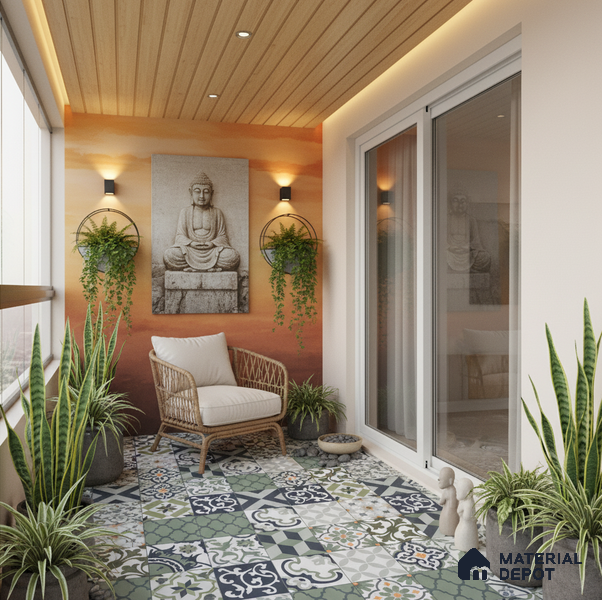 Moroccan Floor & Wall Tile TL 04670 E Florencia Flora Green 2 ft x 2 ft - Porcelain Matte Finish 8 mm | Suitable for Kitchen, Bathroom, Dining Area | Please Expect a Slight Variation of Pattern
