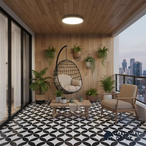 Moroccan Floor & Wall Tile TL 04671 B Monochrome 2 ft x 2 ft - Porcelain Matte Finish 8 mm | Suitable for Kitchen, Bathroom, Dining Area | Please Expect a Slight Variation of Pattern