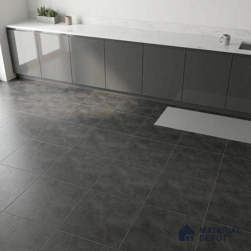 Cement Wall & Floor Tile TL 04672 Nimbus Charcoal Black washed/weathered Surface 2 ft x 2 ft Porcelain Matte Finish 8 mm | Suitable for Living Room, Bedroom, Bathroom, Kitchen & Balcony