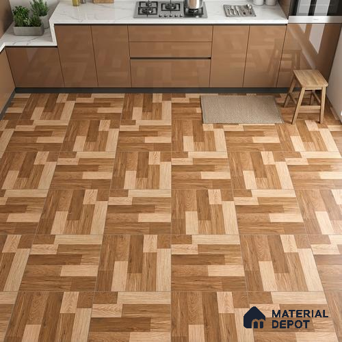 Wooden Tile TL 04677 Maple Miele Brown 2 ft x 2 ft Porcelain Matte Finish 8 mm | Suitable for Living Room, Bedroom, Bathroom, Kitchen & Balcony
