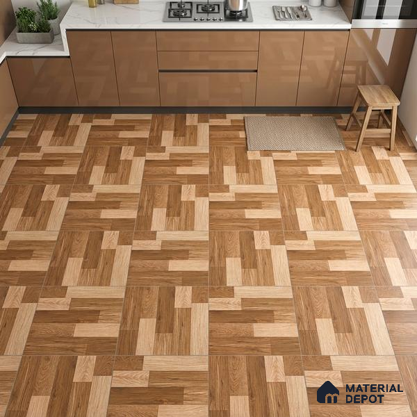 Wooden Tile TL 04677 Maple Miele Brown 2 ft x 2 ft Porcelain Matte Finish 8 mm | Suitable for Living Room, Bedroom, Bathroom, Kitchen & Balcony