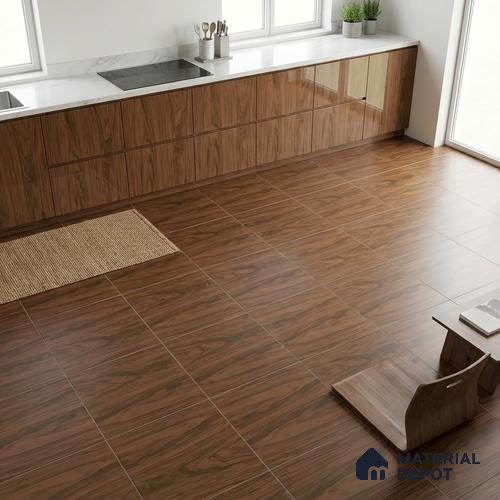 Wooden Tile TL 04679 Maple Elegant Dark Brown 2 ft x 2 ft Porcelain Matte Finish 8 mm | Suitable for Living Room, Bedroom, Bathroom, Kitchen & Balcony