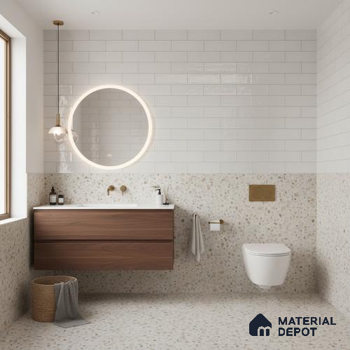 Faux Subway Wall Tile TL 04685 K Brick Solara Basque White 2 ft x 1 ft Ceramic Glossy Finish - 9 mm | Suitable For Kitchen, Bathroom Walls and Backsplashes | Please Expect a Slight Variation of Pattern