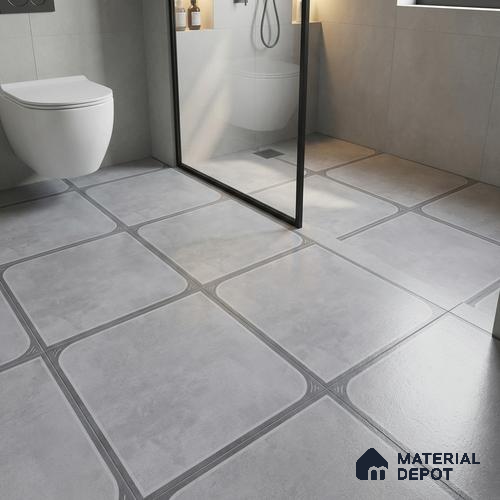 Cement Floor Tile TL 04782 D Earthen Slate Dove Grey 16 x 16 inch Vitrified Anti Skid Matte Finish - 12 mm | Suitable for Parking, Terrace, Balcony, Courtyard | Pattern Alignment May Vary | 2-3 mm Spacer is Mandatory