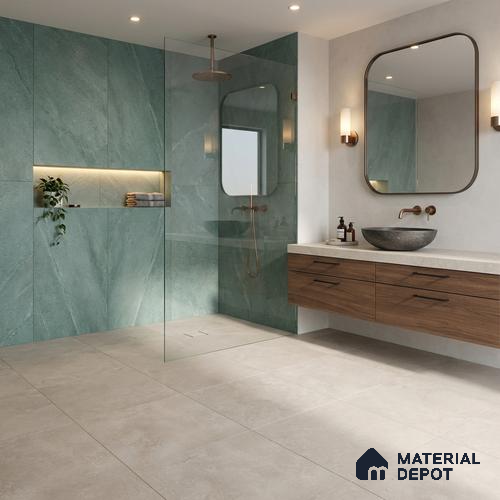 Cement Floor Tile TL 04785 C Earthen Slate Avorio Beige 16 x 16 inch Vitrified Anti Skid Matte Finish - 12 mm | Suitable for Parking, Terrace, Balcony, Courtyard | Pattern Alignment May Vary | 2-3 mm Spacer is Mandatory