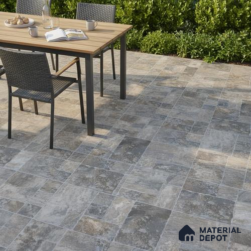 Parking Punch Tile TL 04803 B Rustique Elegance Noir Grey 16 x 16 inch Vitrified Matte Finish - 12 mm | Suitable for Parking, Terrace, Balcony, Courtyard | Pattern Alignment May Vary | 2-3 mm Spacer is Mandatory